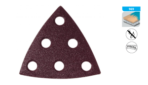 Papier ścierny trójkąt na rzep 93x93x93 mm Gr. 40 (6 otworów)